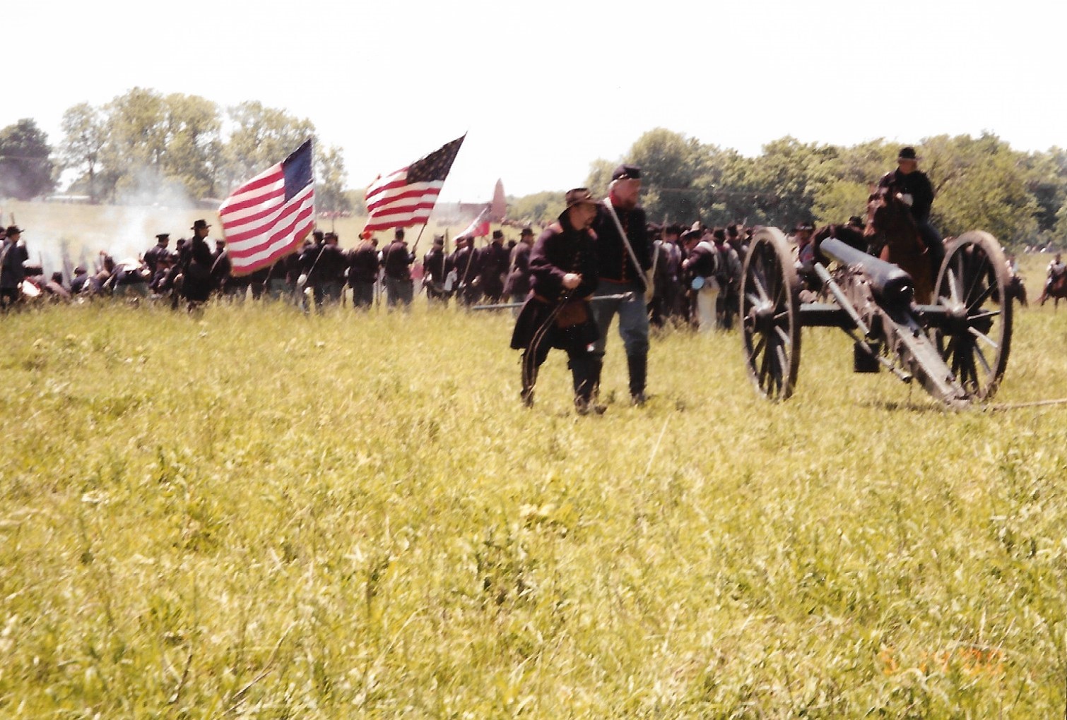 civil war cannon in a field