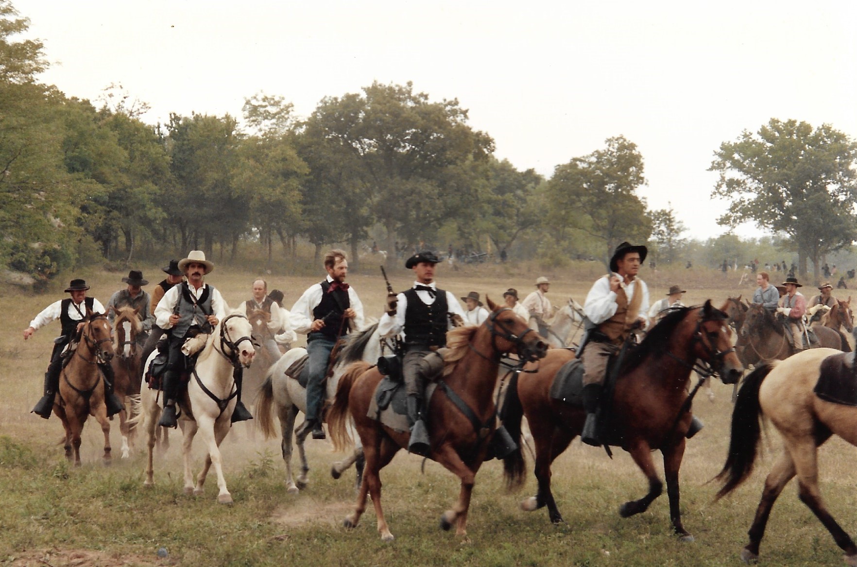 Men on horseback dressed in civil war attire